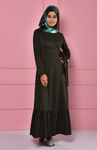 Dark Khaki Hijab Dress 4133-10