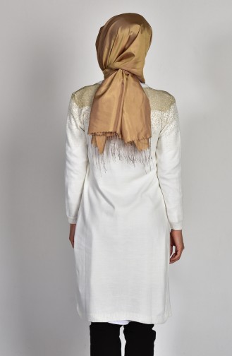 Simli Triko Hırka 1134-04 Krem