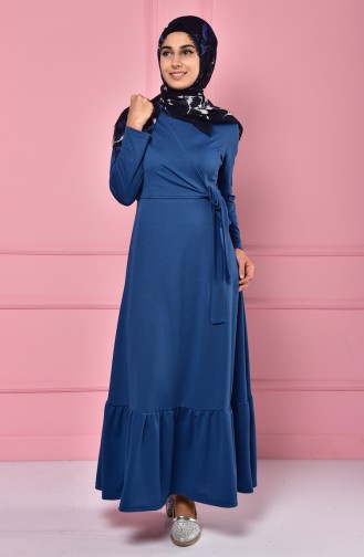 Petrol Hijab Dress 4133-08