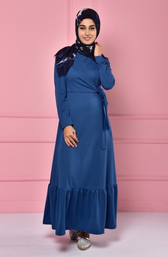 Petroleum Hijab Kleider 4133-08