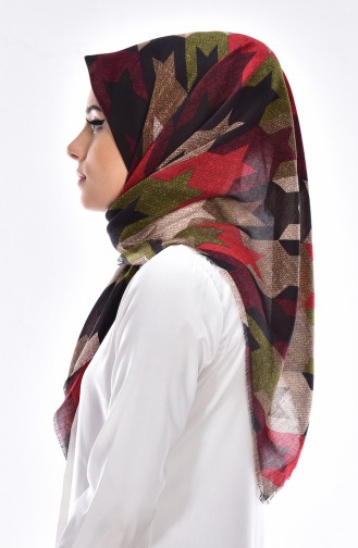 Patterned Cotton Shawl 50355-06 Light Claret Red 06