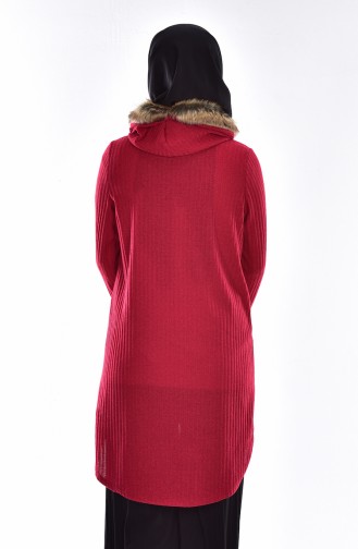 Fur Hooded Pullover 15300-02 Claret Red 15300-02