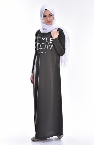 Khaki Hijab Dress 2118-05