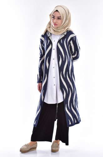 Fermuarlı Triko Hırka 6030-07 Lacivert