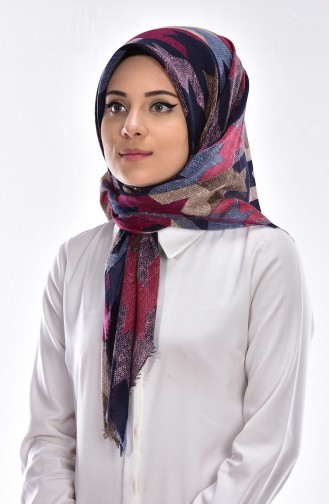 Desenli Çekme Cotton Eşarp 50355-07 Pembe 07