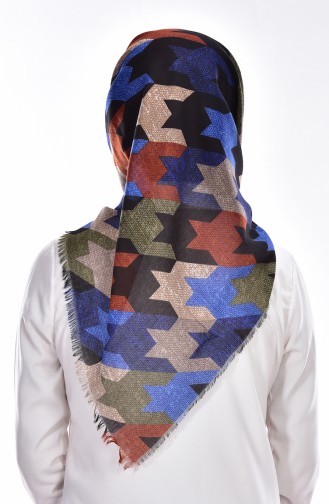 Echarpe Coton a Motifs 50355-01 Bleu Roi 01