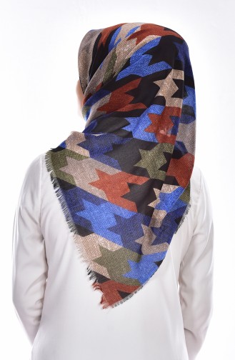 Echarpe Coton a Motifs 50355-01 Bleu Roi 01