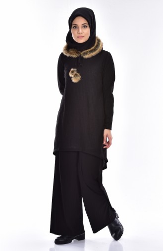 Fur Hooded Pullover 15300-04 Black 15300-04