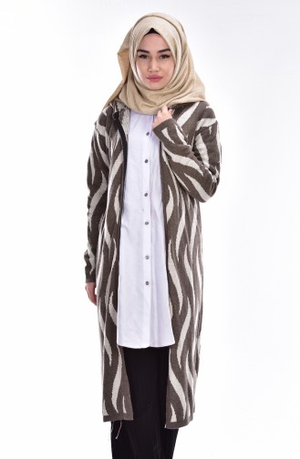Fermuarlı Triko Hırka 6030-01 Vizon