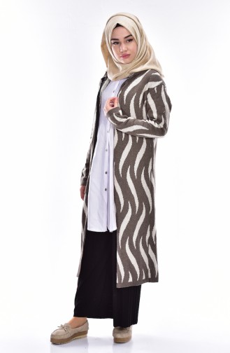 Fermuarlı Triko Hırka 6030-01 Vizon