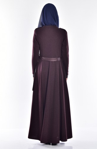 فستان بتصميم مميز مع تفاصيل من الجلد  2485-02