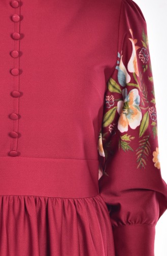 Claret Red Hijab Dress 5070-02