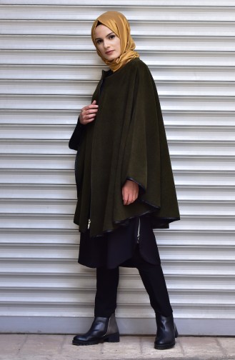 Poncho mit Reißverschluss 0085-03 Khaki Grün 0085-03