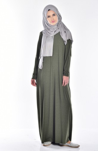 Yarasa Kol Elbise 18151-02 Haki