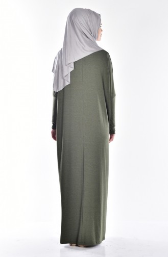 Yarasa Kol Elbise 18151-02 Haki