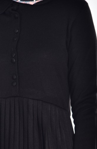 Düğmeli Triko Uzun Tunik 1921-01 Siyah