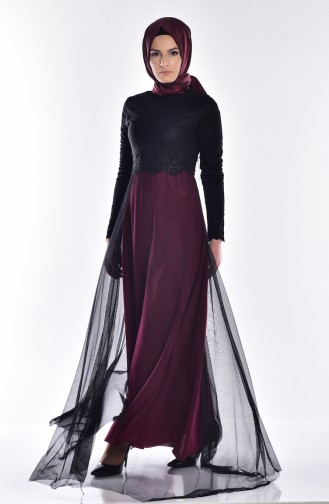 Fuchsia Hijab-Abendkleider 2108-01