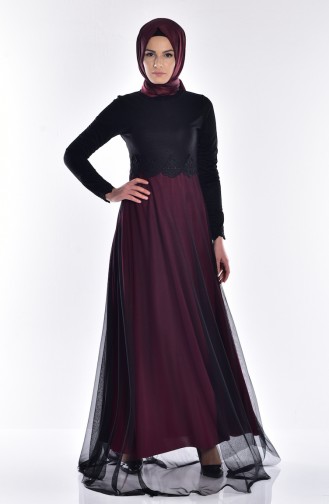 Fuchsia Hijab Evening Dress 2108-01