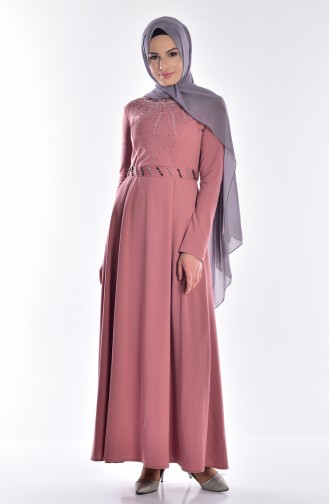 Beige-Rose Hijab Kleider 5071-07