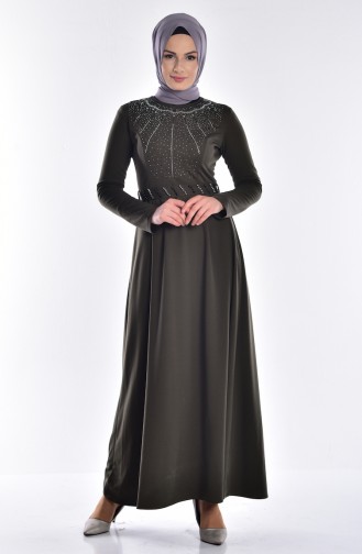 Khaki Hijab Dress 5071-05