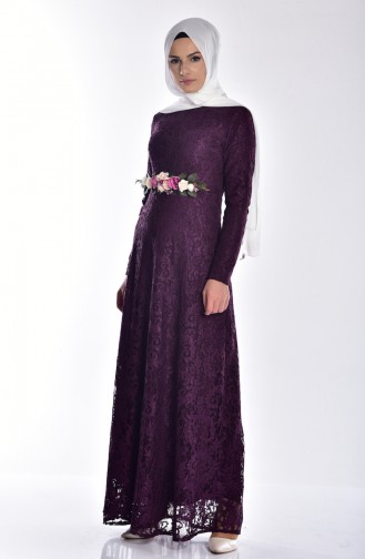 Lacing Covered Dress 1053-07 Dark Purple 1053-07