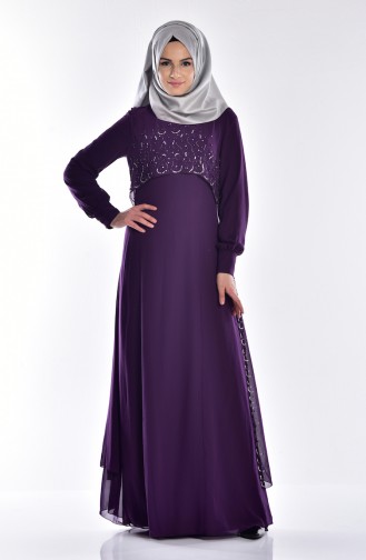 Purple Hijab Evening Dress 52625-05