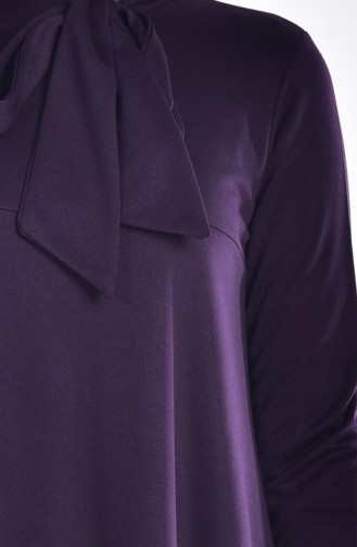 Kravat Yakalı Elbise 2110-04 Mor