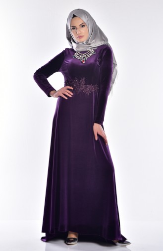 Lila Hijab Kleider 5001-04