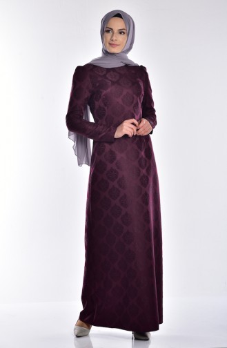 Plum Hijab Dress 2842-04