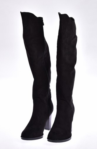 High-Heel Women`s Boots 50127-01 Black Suede 50127-01