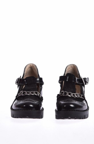 Zincirli Çocuk Ayakkabı 50141-01 Siyah Rugan
