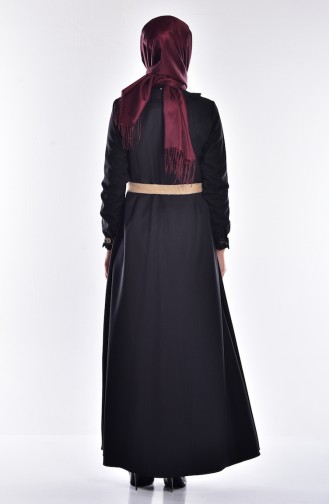 Buttoned Abaya with Belt 0520-03 Black 0520-03