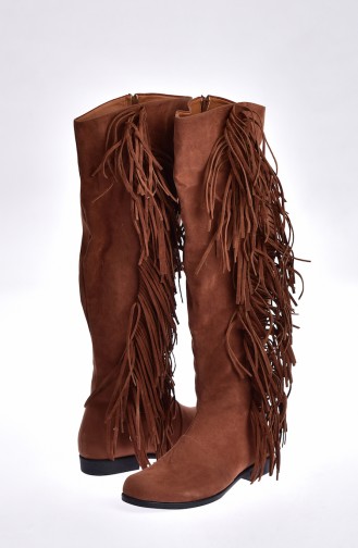 Women`s Tasseled Boots 50126-01 Tobacco Suede 50126-01