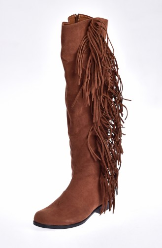 Women`s Tasseled Boots 50126-01 Tobacco Suede 50126-01