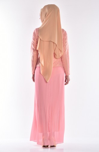 Salmon Hijab Evening Dress 6331A-02