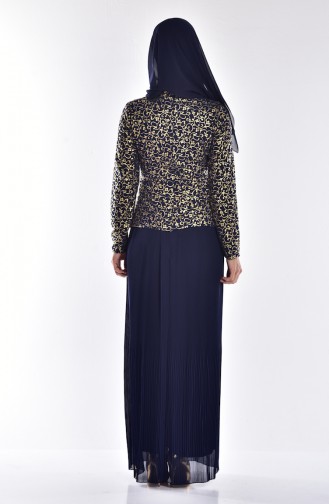 Navy Blue Hijab Evening Dress 6331A-06