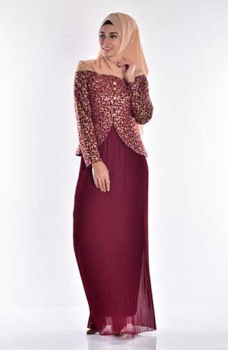 Robe de Soirée Jacquard 6331A-07 Bordeaux 6331A-07