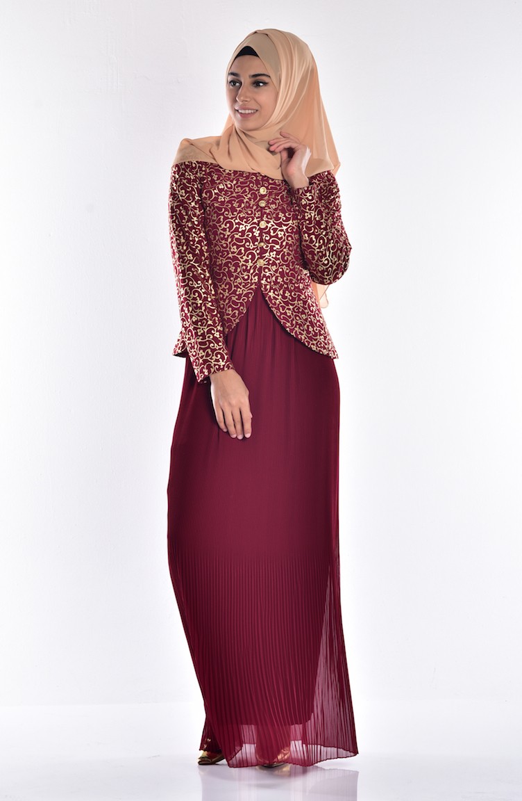 Robe de Soirée Jacquard 6331A-07 Bordeaux 6331A-07