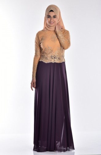 Purple Hijab Evening Dress 6336-02