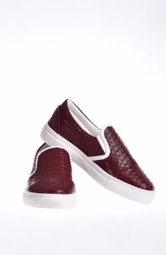 Women`s Slipper Shoes 0566-03 Claret Red White 0566-03