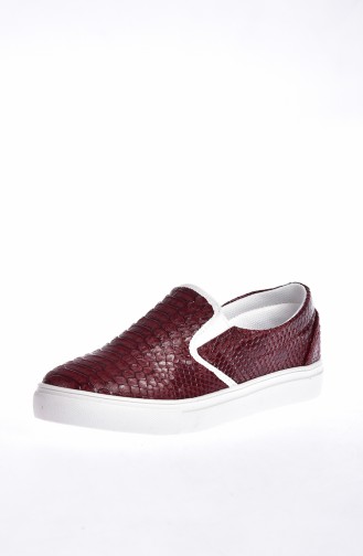 Women`s Slipper Shoes 0566-03 Claret Red White 0566-03