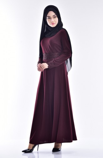 Claret Red Hijab Dress 6060A-02