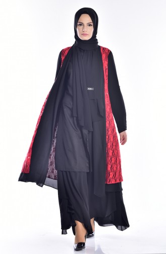 Cape mit Spitzen 50301-01 Rot 50301-01