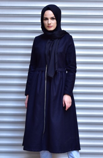 Coat with Zipper 2503-03 Navy Blue 2503-03