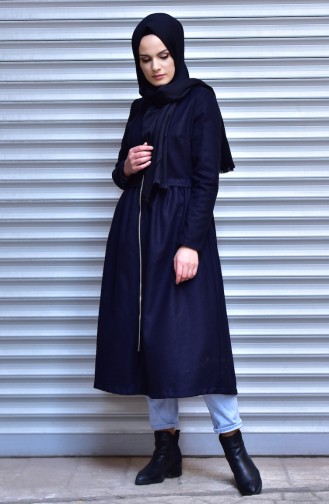 Coat with Zipper 2503-03 Navy Blue 2503-03