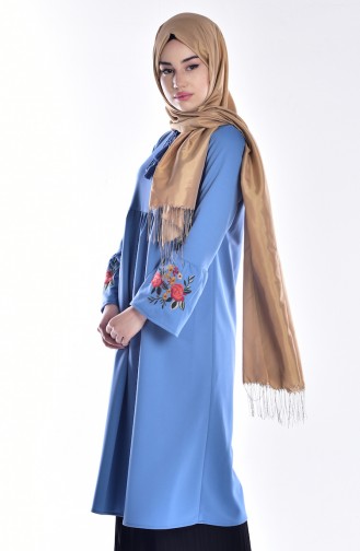 Decorated Tip of Sleeve Tunic 4141-02 Blue 4141-02