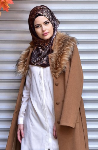 Fur Coat with Belt 35785-02 Camel 35785-02