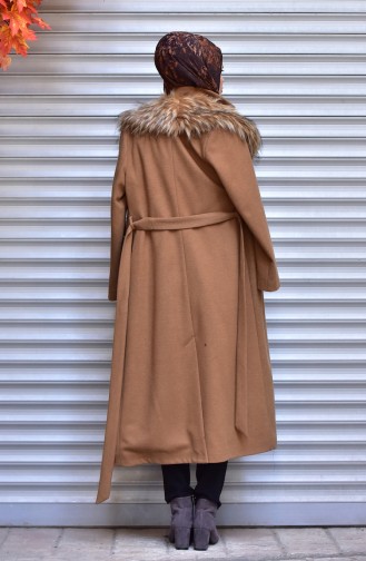 Fur Coat with Belt 35785-02 Camel 35785-02