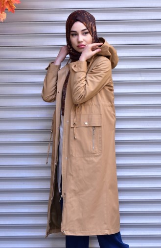 Trench Coat Détail Poches 7100-01 Camel 7100-01