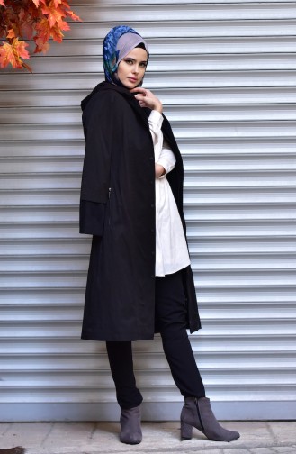 Trenchcoat mit Druckknöpfen 35773-03 Schwarz 35773-03